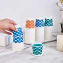 JollyPack 600 Pack 3 oz Disposable Bathroom Paper Cups, Small Mouthwash Cups in Orange, Blue, and Green, Great for Candy, Biscuits, Bathroom Use, Parties, Picnics, and Travel