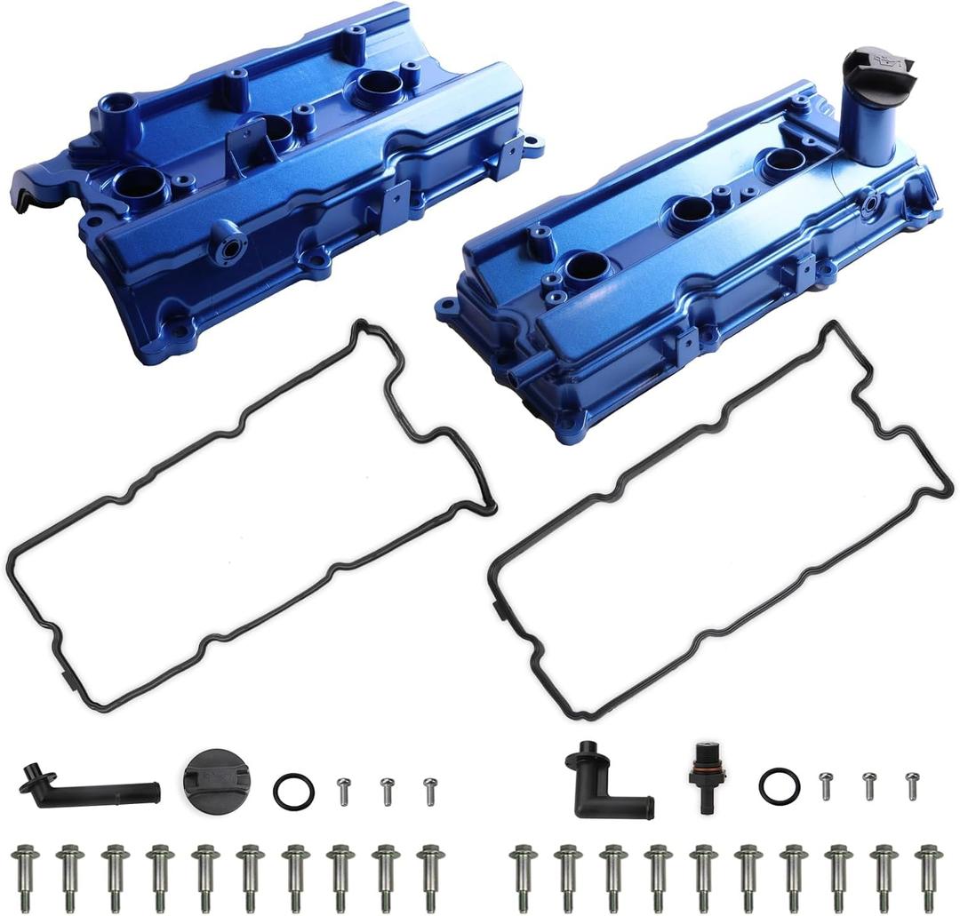 MITZONE Upgrade Aluminum Valve Cover Set Compatible with Nissan 350Z Infiniti FX35 G35 M35 FX35 G35 3.5L 2003-2008 Replace 13264AM600 13264AM610