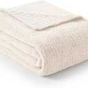 Snuggle Sac Heather Throw Blanket for Couch, Reversible Super Soft Blankets Warm Cozy Knit Fuzzy Plush Lightweight for Sofa, Bed, Camping, Picnic (Heather Ivory, Throw-XL(50"x 70"))