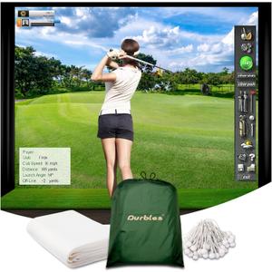 Golf Simulator Impact Screen, Premium Triple Layer Launch Monitor Projector Screen with HD Visuals, Indoor Practice Screen for Enclosure and Net, Hitting Screen with Grommets & Bungee Cords