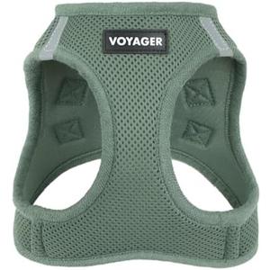 Best Pet Supplies Voyager Step-in Air Harness - All Weather Mesh, Reflective, No Pull Harness for Dogs, Cats - Secure with Hook & Loop Fastener, Buckle, Double D-Rings - Moss Green, L