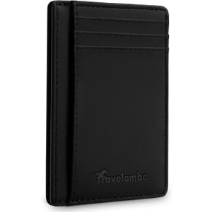 Travelambo Slim Wallet Front Pocket Minimalist Leather RFID Blocking Medium Size (CH Black)