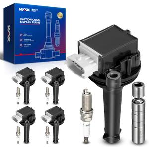 KAX Set of 5 UF517 Ignition Coil Pack & Iridium Spark Plugs w/Magnetic Socket for Volvo S40 S60 2004-2016 2.5T,XC60 XC70 2015 2016 2.7T, V50 V60 V70 2005-2011,2015-2016 2.5T 2.4L, C30 C70 2006-2013