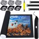 Puzzle Mat Roll Up Puzzles Board for Jigsaw Up to 2000, 1500, 1000, 500 Pieces Large Portable Table Saver Mats Puzzle Keeper Cover with Sorter Trays Storage Bag Kit Holder Organizer Pad for Adults (Black Felt)