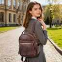 APHISON Small Backpack Purse for Women Cute PU Leather Mini Backpacks Ladies Casual Lightweight Travel Daypack Waterproof (Brown)