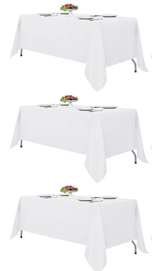 Fitable White Tablecloths for Rectangle Tables, 3Pack -9 FT  Reusable and Washable Table Clothes, Polyester Fabric Table Covers for Wedding, Party, Banquet