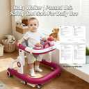 5-in-1 Baby Walker with Wheels Foldable Height-Adjustable Walker for Baby Boy 6-12 Months with Feeding Tray Multi-Functional Activity Center Battery-Free Function (Red)