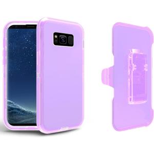 Asuwish Phone Case for Samsung Galaxy S8 with Belt Clip Clear Holster Stand Hybrid Shockproof Silicone Military Grade Protective Heavy Duty Cell Cover S 8 8S Edge SM-G950U Women Men ClearPurple