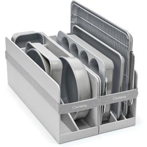 Caraway Nonstick Ceramic Bakeware Set (11 Pieces) - Baking Sheets, Assorted Baking Pans, Cooling Rack, & Storage - Aluminized Steel Body - Non Toxic, PTFE & PFOA Free - Gray