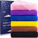 African Net Sponge Exfoliating Bath Sponge Scrubbing Long Rag Wash Shower Body Scrubber - 6 Pieces