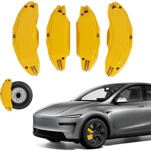 Brake Caliper Covers For Tesla Model Y Juniper 2025-202619 20 Inch Wheel Front and Rear Brake Caliper Covers 4 Pcs For Model Y Juniper Accessories (Yellow)
