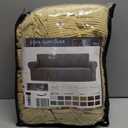 KEKUOU Stretch Loveseat Sofa Cover Slipcover, Couch Covers for 2 Cushion Couch Sofa (55"-78") Furniture Protector Sofa with Elastic Bottom for Kids, Dog. Jacquard Small Checked(Medium, Champagne)