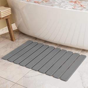 Foldable Stone Bath Mat, Quick Dry Stone Drying Mats for Bathroom, Super Absorbent Bath Mat, Non Slip, Large Diatomaceous Earth Dish Drying Mats for Kitchen Counter 23.5 x 15.4in, Dark Gray