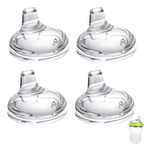 Sippy Spout Nipples for Comotomo Baby Bottles, Transition Straw Sippy Cup 100% Food Grade Silicone Soft Nipple, 6m+, Pack of 4