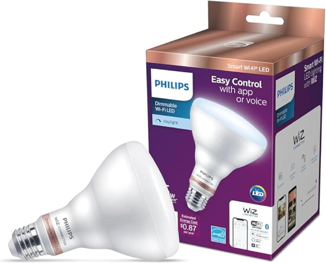 Philips Reflector 7.2W (Eq.65W) BR30 E26 Smart Wi-Fi Tuneable White Light Bulb Powered by WiZ with Bluetooth (4-Pack)