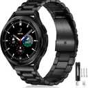Lerobo Stainless Steel Band Compatible with Samsung Galaxy Watch 7 6 5 4 FE 40mm 44mm 45mm/Galaxy Watch 6 4 Classic 43mm 47mm 42mm 46mm/3 41mm/Active, 20mm Metal Replacement Band for Men Women (Black)