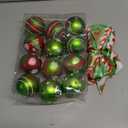 12pcs 2.4 Inch Christmas Ball Ornaments Glittering Red and Green Swirl Candy Cane Elf Balls for Christmas Tree Decorations, Plastic Hanging Pendants for Home Indoor Holiday Party Decor