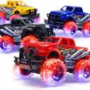 ArtCreativity Light Up Monster Trucks for Boys and Girls, 4-Pack Toy Truck Set, Monster Trucks for Boys 3 4 5 6 7 8 Years Old, Toddler Monster Truck Toys, Light Up Trucks