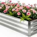6x3x1FT Galvanized Raised Garden Bed Outdoor Patio, Large Rectangular Metal Planter Boxes,Plant Container Kit for Gardening, Vegetables, Flowers, Herbs,Silver,1 Pack