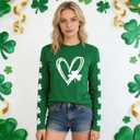 St Patricks Day Shirt Women Lucky Shamrock T-Shirt Saint Patricks Day Long Sleeves (Green, XL)