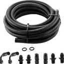 6AN Automatic Transmission Cooler Kit 15FT Compatible with 4L60E 4L65E Nylon Braided Fuel Line Oil/Gas/Fuel Hose Kit - CPE Black