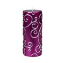 6 Inch Purple Scroll Pillar Candle