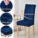 Smiry Velvet Stretch Dining Room Chair Covers Set of 6, Soft Removable Washable Chair Slipcovers Kitchen Parsons Chair Protector, Federal Blue
