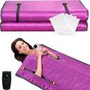 Infrared Sauna Blanket, Upgraded Blanket for Detox, Home Sauna with Remote, Including 5 Pieces Plastic Sheeting for Body Wrap (Purple)