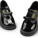 Oamico Toddler Girls Dress Shoes Loafers School Uniform Mary Jane Flats Thick Non-Slip Sole Casual Shoe (Toddler/Little Kids) (B1-black)