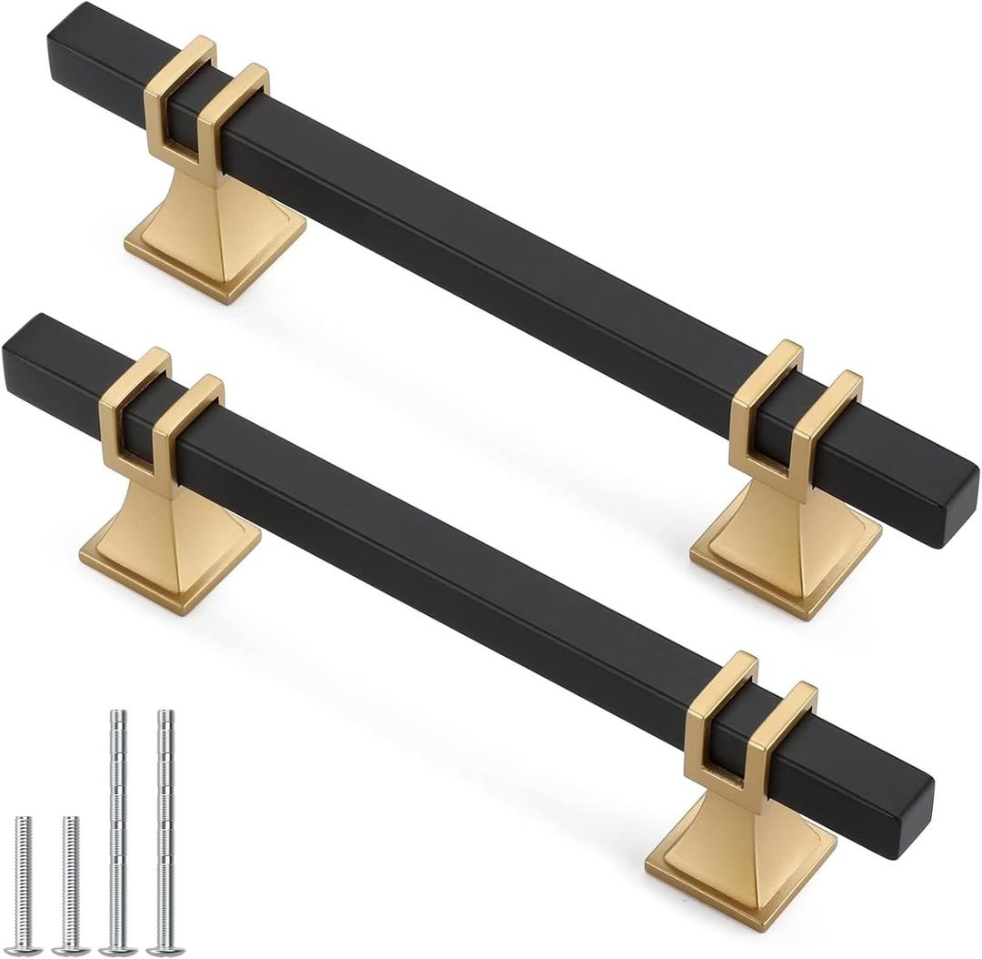5 Pack 4 Inch Black and Gold Cabinet Pulls Black and Gold Cabinet Handles Kitchen Cabinet Pulls Dresser Drawer Pulls Kitchen Cabinet Hardware