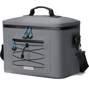 Yuleee Cooler Bag, 30 Can Soft Sided Large Portable Insulated Cooling Pack, Everyday Lunch Cooler, Leakproof Ice Chest for Beach, Camping, Travel, Picnic, Grey