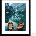 Hongkee 24x30 Frame, Black Wood Style - Display Posters 18 x 24 with Mat or 24x30 without Mat, Wall Mounting Horizontal and Vertical, 1 Pack