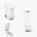 simplehuman 40 Liter / 10.6 Gallon Slim Kitchen Step Trash Can With Secure Slide Lock, White Plastic