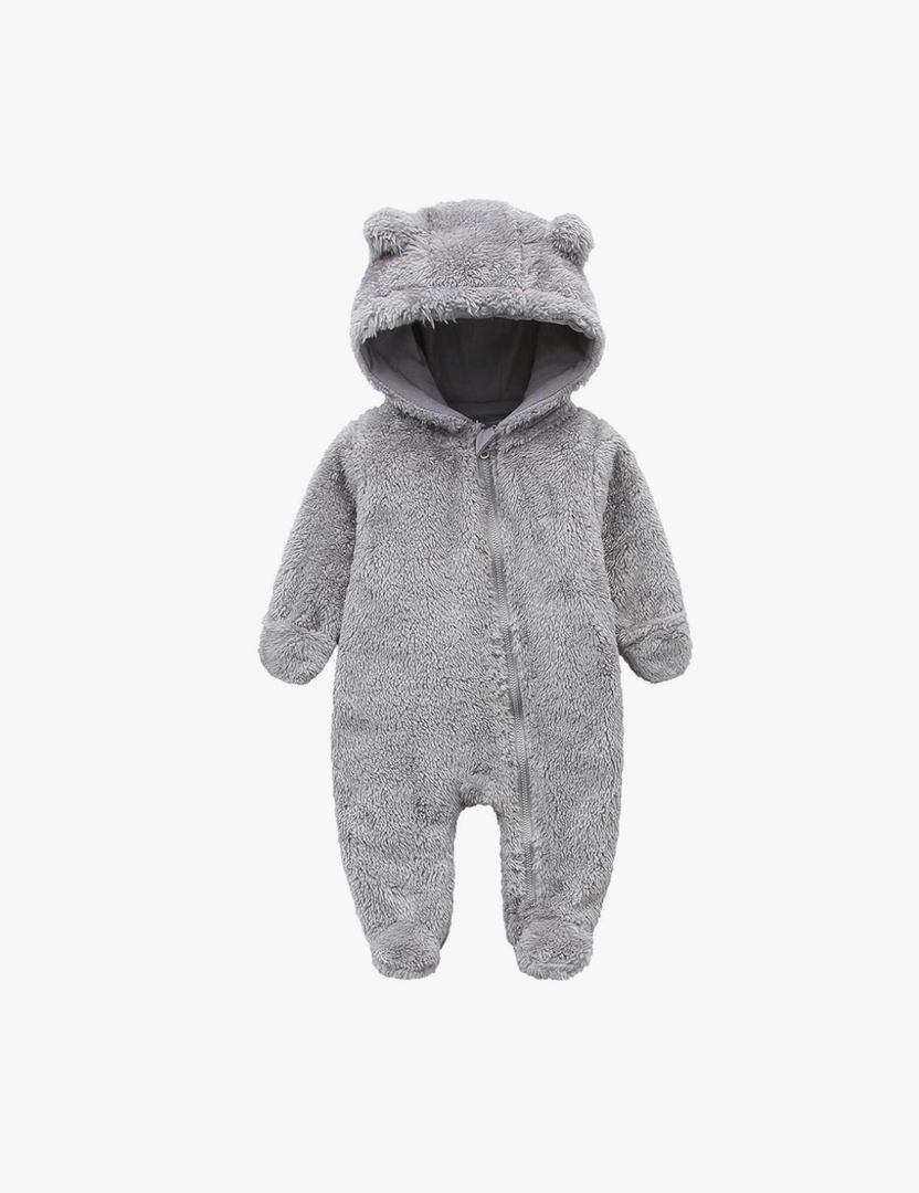 Newborn Baby Jumpsuit Hooded Fleece Rompers Long Sleeve Onesies Outwear Outfits 66/44