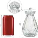 MyGift Small Glass Bud Vase, 5 Inch Decorative Flower Vases, Mini Vintage Style Centerpiece Vases with Diamond Faceted Design, Set of 2
