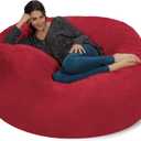 Chill Sack Bean Bag Chair - 5' Giant Memory Foam Lounge Chair with Soft Microfiber Cover – Cozy Furniture for Living Room, Dorm, & Kids' Rooms – Comfortable 5 Ft, Microsuede Lounge Sofa, Cinnabar