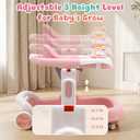 Baby Walker with Wheels, 5-in-1 Foldable Infant Toddler Walker for Boys Girls 6-18 Month,One-Step Fold Structure, 3 Adjustable Heights, Detachable Seat,Push Walker with Speed Control Wheels, Pink