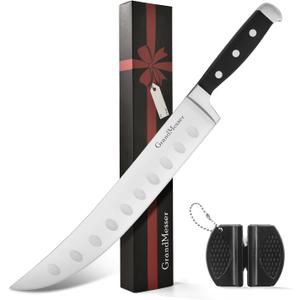 Butcher Knife, 10 Cimeter Breaking Knife for Meat Cutting, Forged High Carbon Steel, Triple Riveted Ergonomic Handle Design