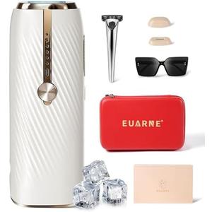 Laser Hair Removal with Ice Cooling, IPL Hair Removal Device Painless, EUARNE Home Use Facial Hair Removal for Women, Dual Lights, Effective in 2 Weeks, Body & Face Epilator, Storage Bag for Travel.