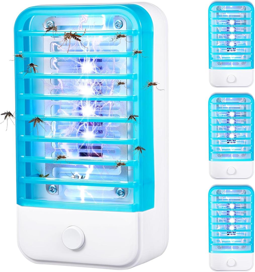 2025 4Pack Plug in Bug Zappers Indoor,Fly Traps for Indoors,Insect Traps for Home,Electronic Mosquito Zappers Gnat Traps with LED Light for Patio, Bedroom, Kitchen, Office