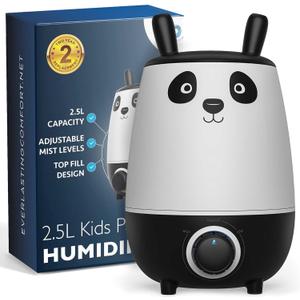 Everlasting Comfort 2.5L Kids Humidifiers for Bedroom - Easy to Clean 24HR Runtime No-Filter Quiet Kids & Baby Humidifier for Nursery, Home, Plants, Allergies, Dry Skin, Congestion, Indoor (Black/White)