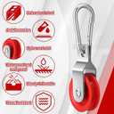 Tondiamo 30 Sets 1-3/4" Red Nylon Pulley and 1/4" Spring Hook Set, Galvanized Snap Clip Reinforced Nylon Baseball Batting Cage Cable System for Netting Baseball Batting Cages