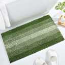 Gibelle Green Bathroom Rug Set 2 Piece, Chenille Non Slip Bath Mat Set, Absorbent Shower Rug and Bath Room Floor Mats, Quick Dry Bathmat Bathroom Decor Accessories for Tub, 20" x 32"