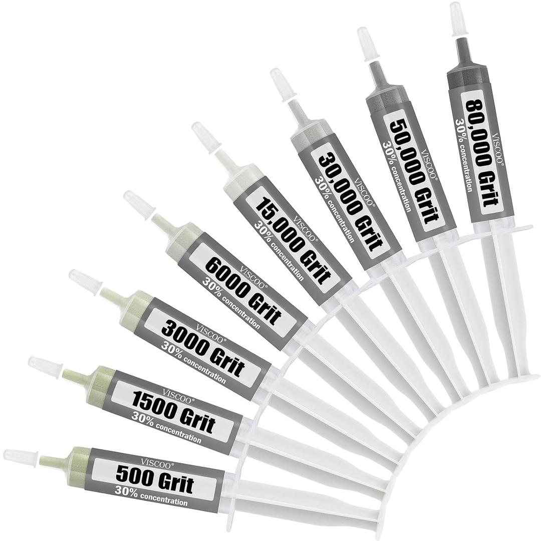 8 Pack Diamond Polishing Compound,Diamond Polishing Paste 80000 to 500 Grit with 30% Concentration of Diamond Powders,Lapping Compound for Glass Metal Marble Rock Watch Jewelry Scratch Remover Repair