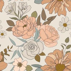 VEELIKE Retro Floral Wallpaper Peel and Stick Vintage Peonies Floral Removable Wallpaper for Renters 17.7''x354'' Self Adhesive Floral Contact Paper for Cabinets Drawers Floral Wall Paper for Bedroom