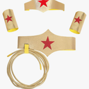 Halloween Woman of Wonder Costume Accessories Cosplay Set: Gold Tiara, Belt, wrist bands, 3 Meters Lasso