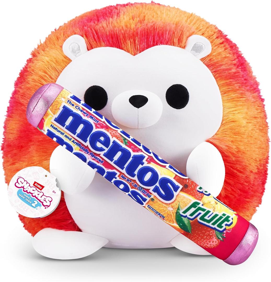 Snackles Series 2 Hedgehog & Mentos 16 Inch Collectible Plush by ZURU, Ultra Soft Stuffed Animal, Giftable