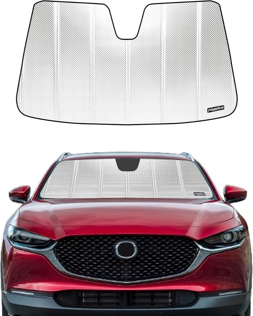 Windshield Sun Shade for Mazda CX-30 2020-2025. Reflective Aluminum Film Front Window Sunshade - BLAZBLOCK