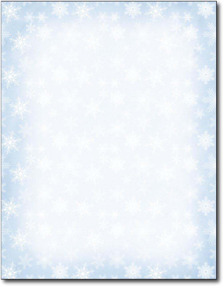 Blue Snowflakes Holiday Stationery Paper  80 Sheets  Light Blue Frosted Border Holiday Letterhead for Christmas Letters, Winter Events & Seasonal Greetings  Inkjet & Laser Printer Compatible