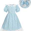 NSPSTT Prairie Dress Pioneer Costume for Girls With Bonnet -Large